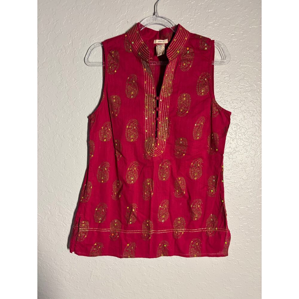 VTG Old Navy Indian Paisley Print Sequins Y2k Boho Sz S